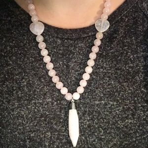 Rose Quartz necklace w/ pendant - gift - Valentine